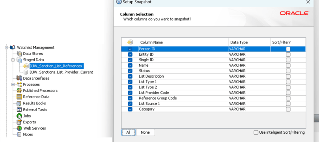 The Setup Snapshot window The Setup Snapshot window