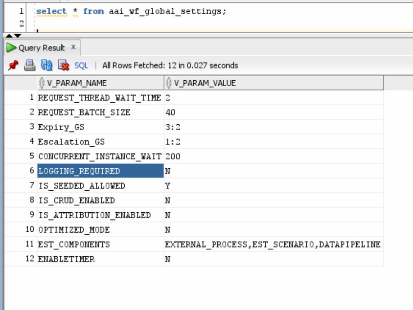 The aai_wf_global_settings screen The aai_wf_global_settings screen
