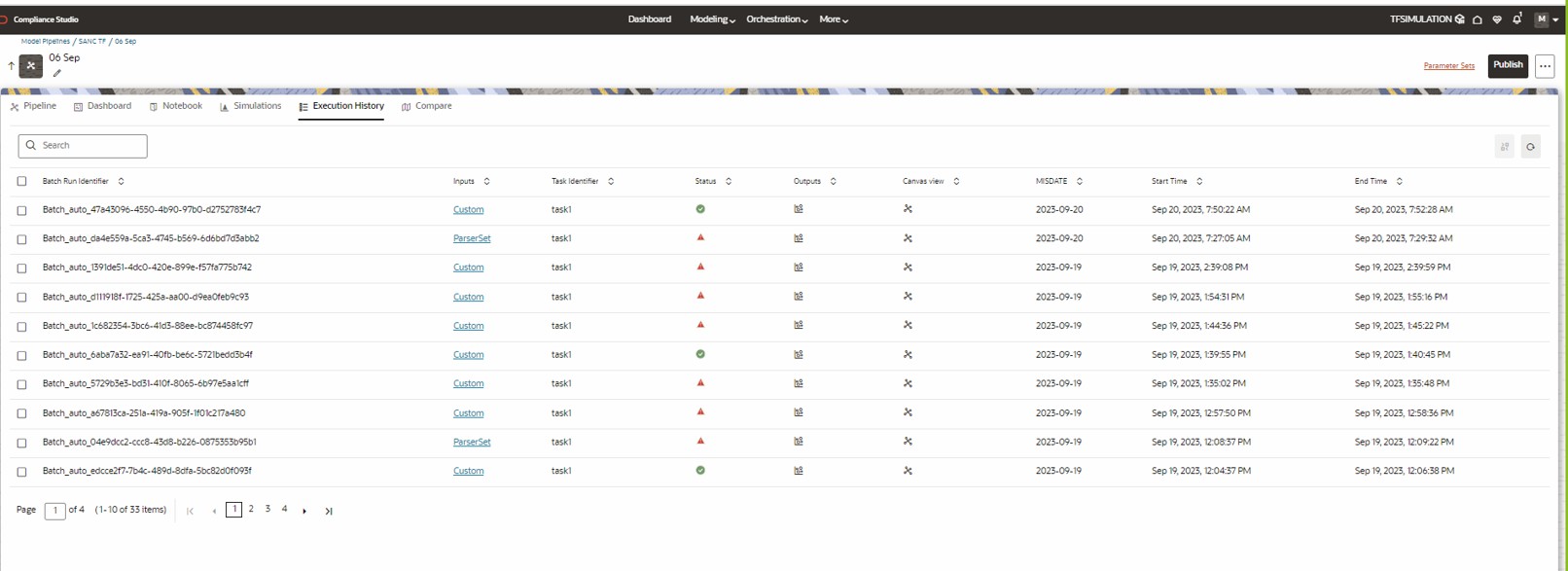 Execution History Tab