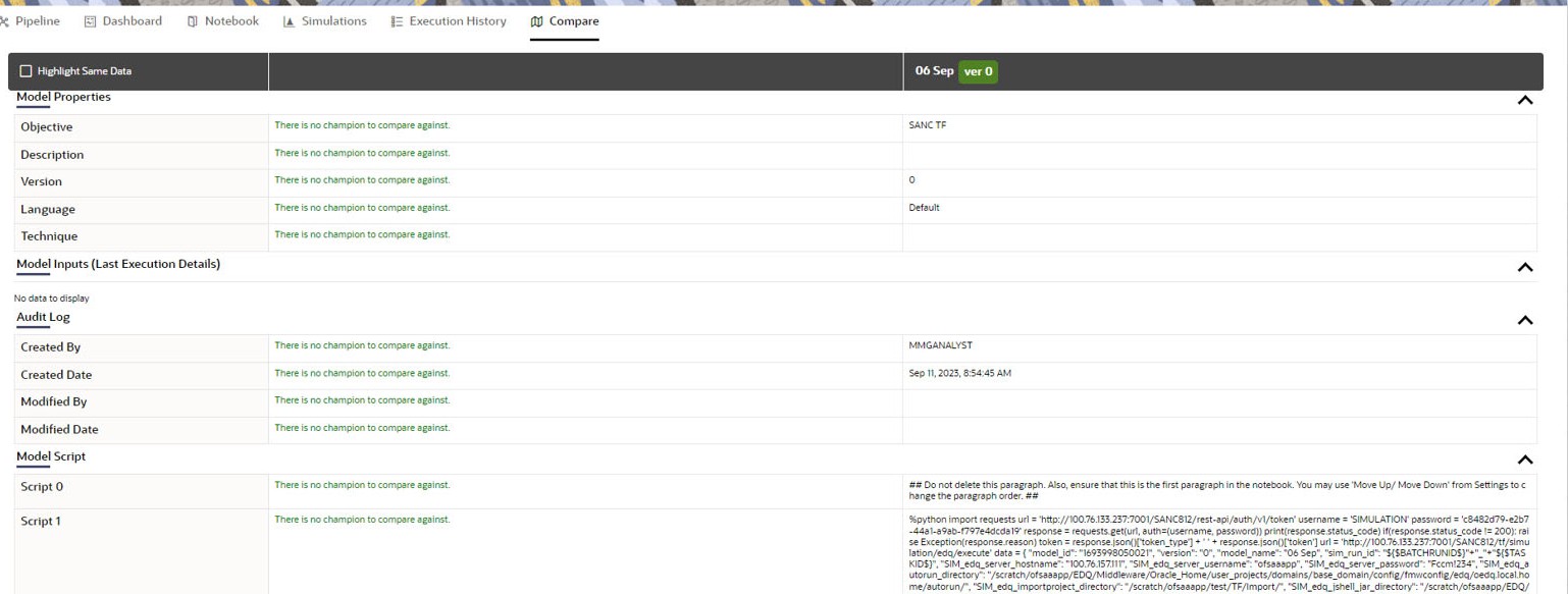Compare Tab
