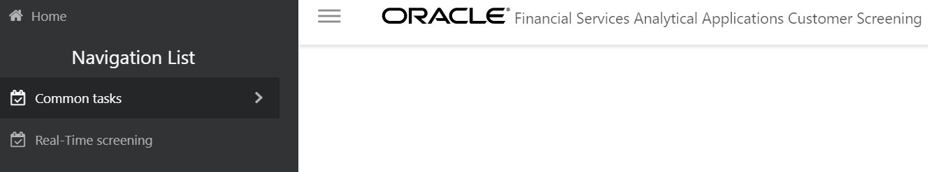 Financial Services Analytical Applications Customer Screening Home Page