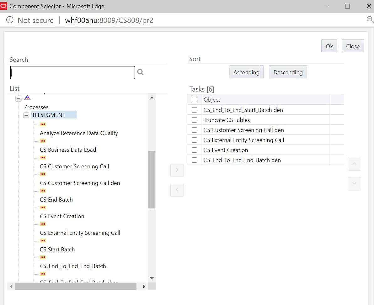 Parameters for the CS_Call_Customer_Screening_den Process