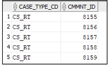 This image displays the KDD_CASE_TYPE_CMMNT table.