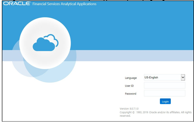 This image displays the OFSAA login page.