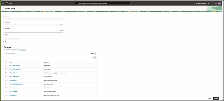 Create User Create User