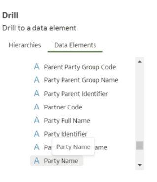 Drill down to Party Name Drill down to Party Name