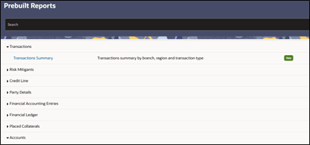 Pre-built Reports List