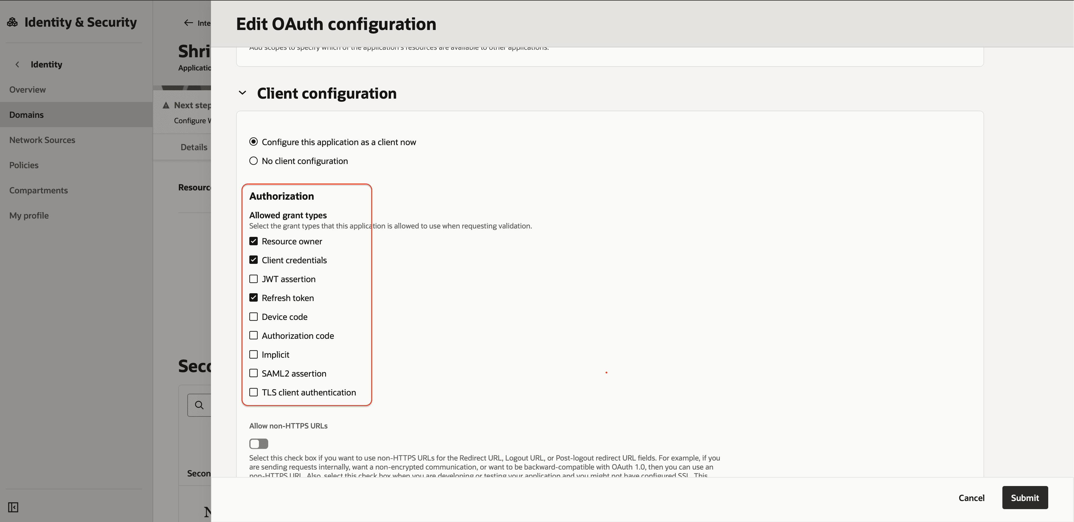Client OAuth window