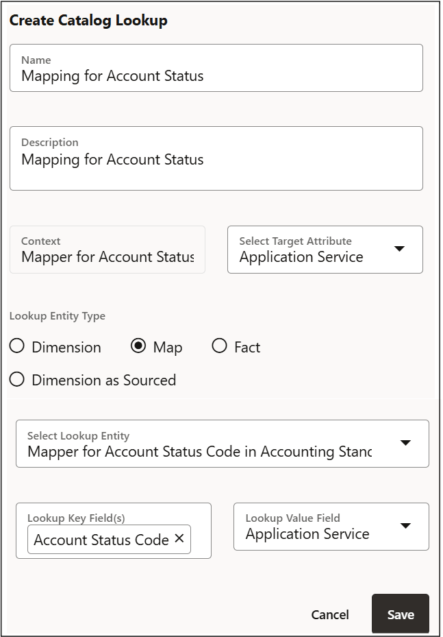 Map Lookup Entity Type