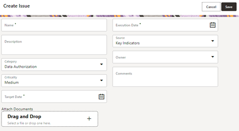 This illustration shows the Create issue window where it is possible to log an issue.