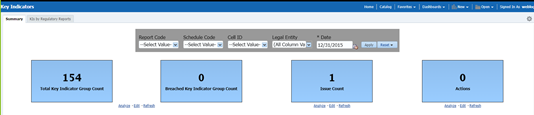 This illustration displays the Key Indicators - Summary dashboard details.