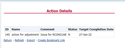 Variance Analysis – Action Details