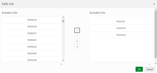 This illustration shows the available cells section. You can select the available cells that you want to exclude.