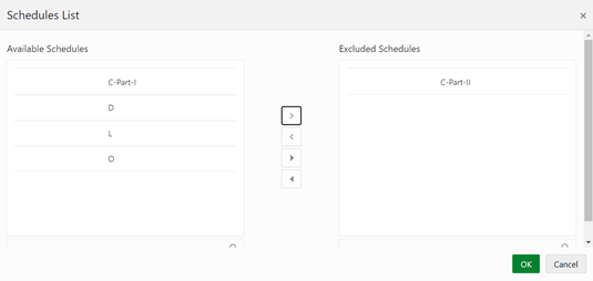 This illustration shows the available schedules and excluded schedules list.