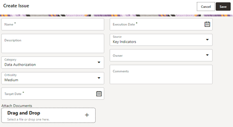 This illustration shows the Create issue window where it is possible to log an issue.