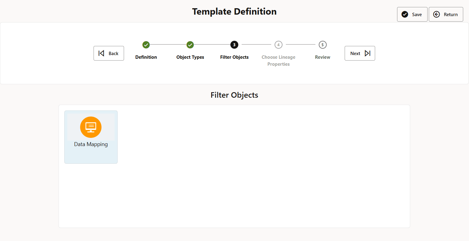 This illustration displays the Select Metadata Values.