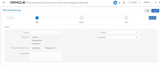 This illustration shows Plan Monitoring Create Page. The selected tasks can be seen in the Task List in the Plan Monitoring window.