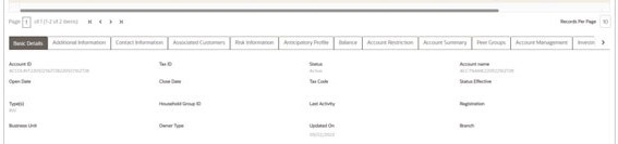 Account Details tabs
