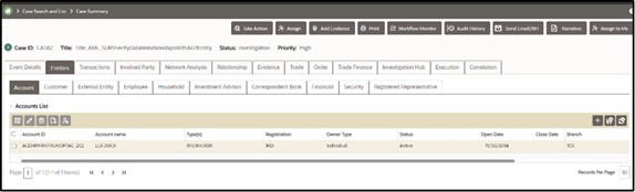 Account List screen