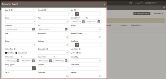 Advanced Search window