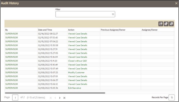 Audit History page