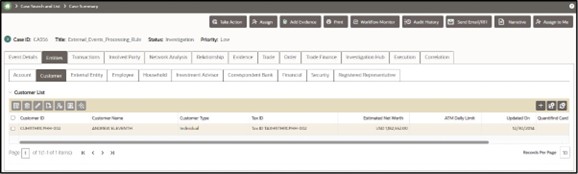 Customer List screen