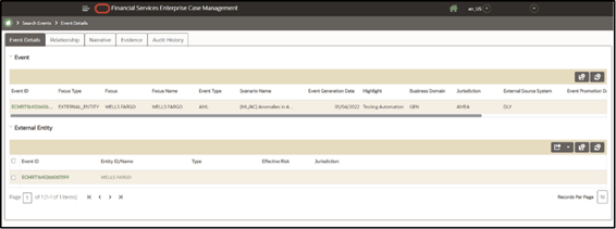 Event Details screen
