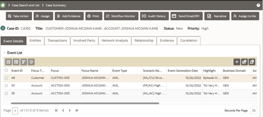 Event Details screen