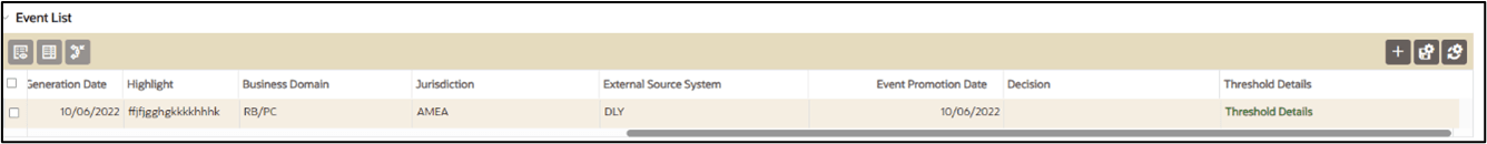Event Details screen