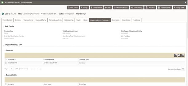 Previous Report Summary tab