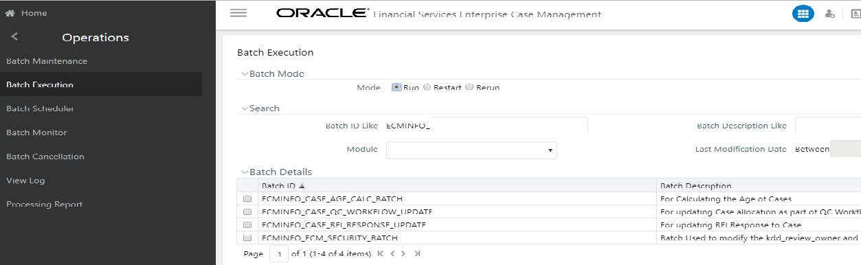 This image shows the Batch Execution screen.