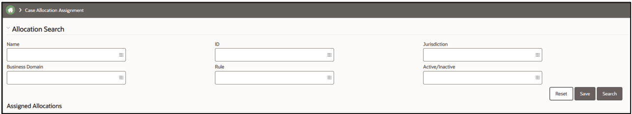 This image shows the Case Allocation Assignment page.