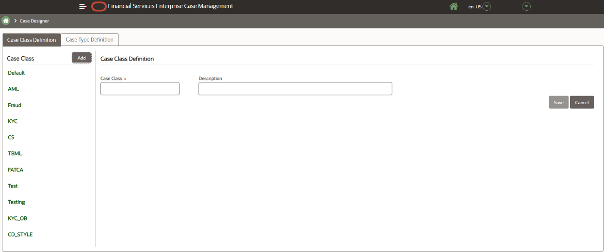 This image shows the Case Class Definition screen.