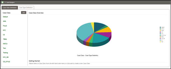 This image shows the Case Designer Home Page – Case Class Definition page.