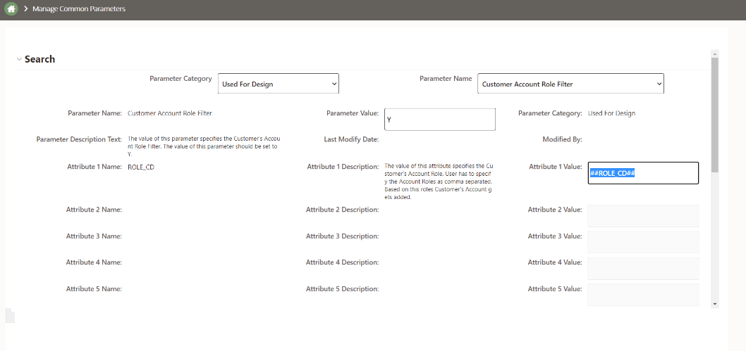 This image shows the Set Customer Account Role Filter screen.