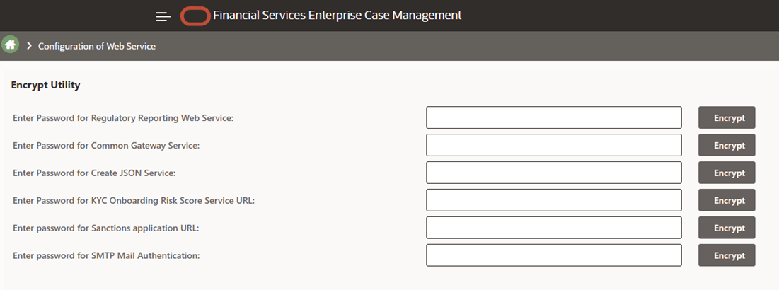 This image shows the Configuration of Web Service screen.
