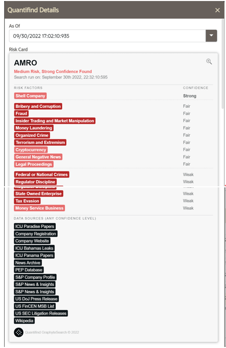 This image shows the Quantifind Details.