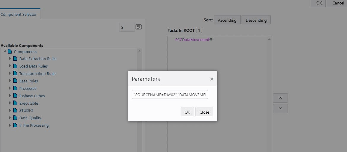 This image shows the Replace Existing Parameters screen.