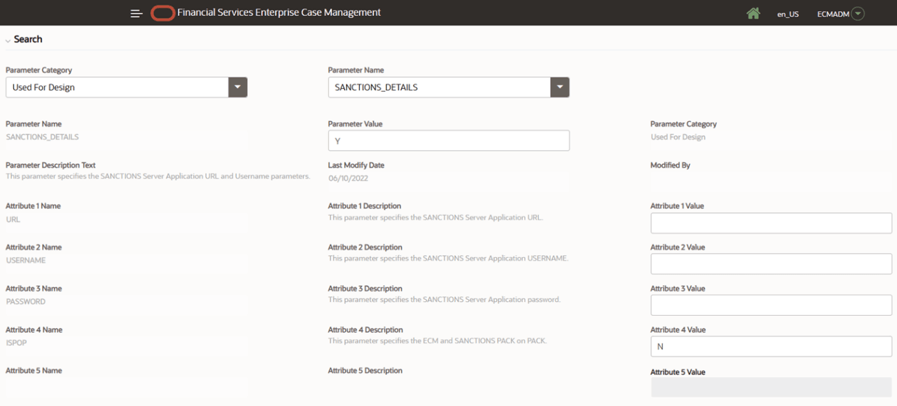 This image shows the Sanctions Server Details screen.