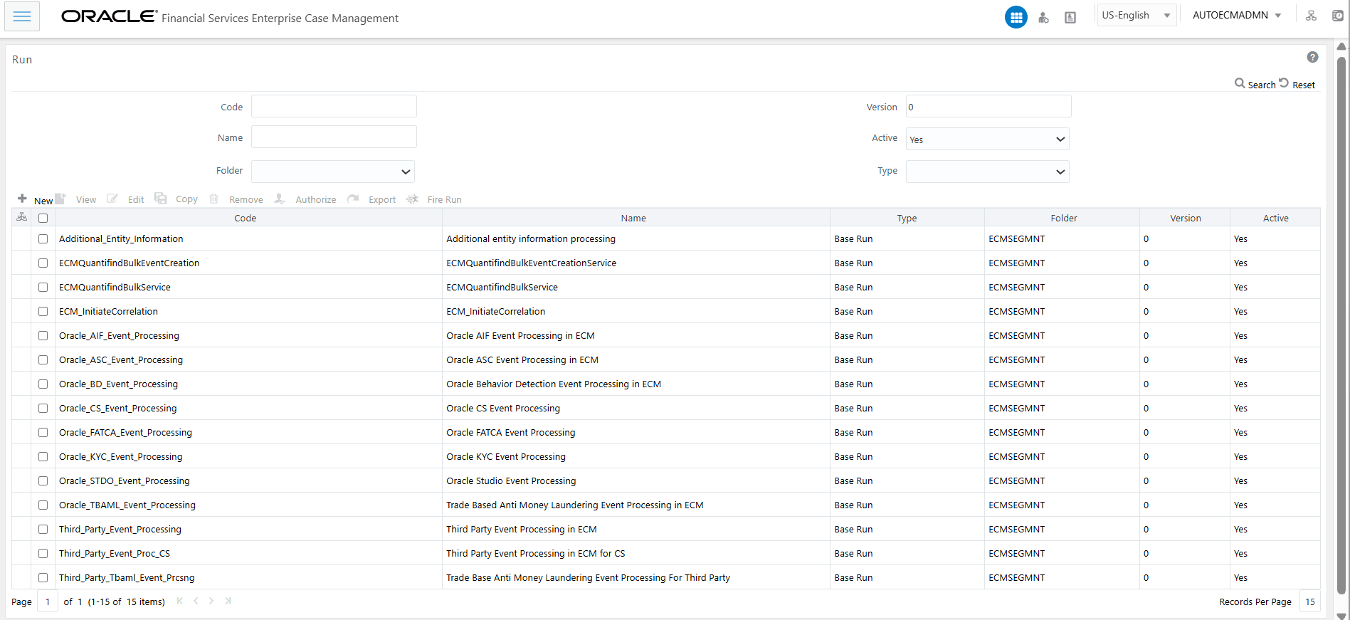 This image shows the Application List.