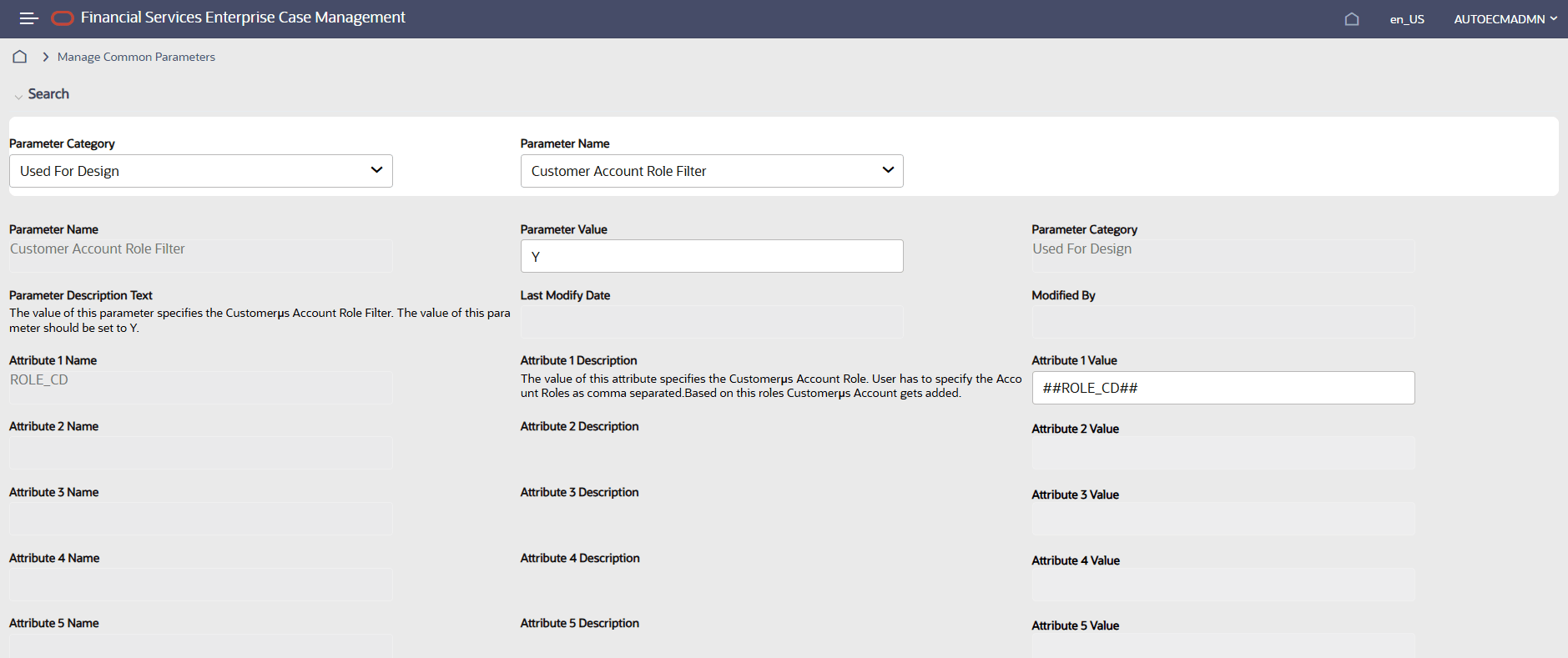 This image shows the Set Customer Account Role Filter screen.