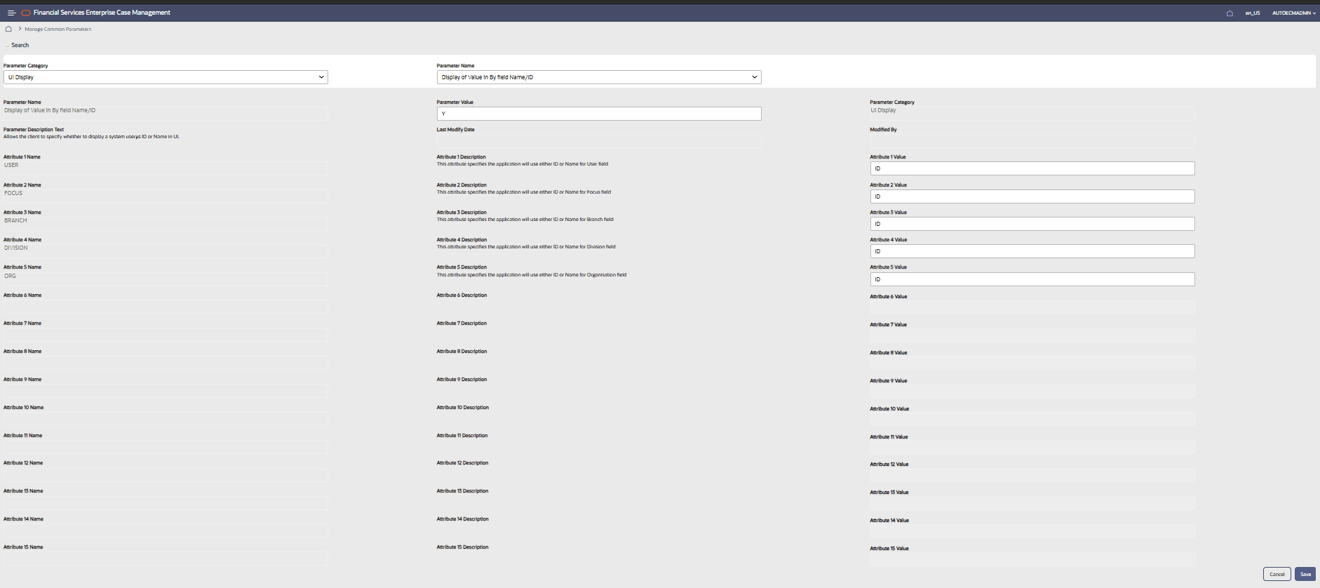 This image shows the Display of Value in the By Field Name/ID screen.