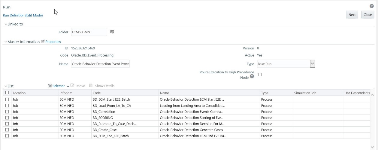 This image shows the List of Processes screen.