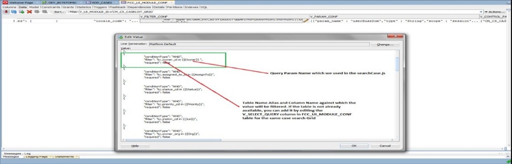 This image shows the new search parameter screen.