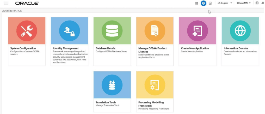 This image describes the OFSAA Administration Page.