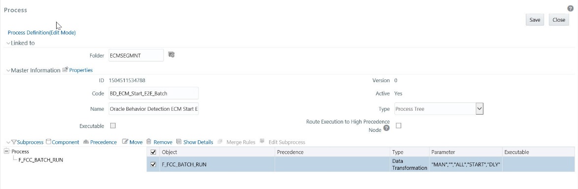 This image shows the Process Definition page.
