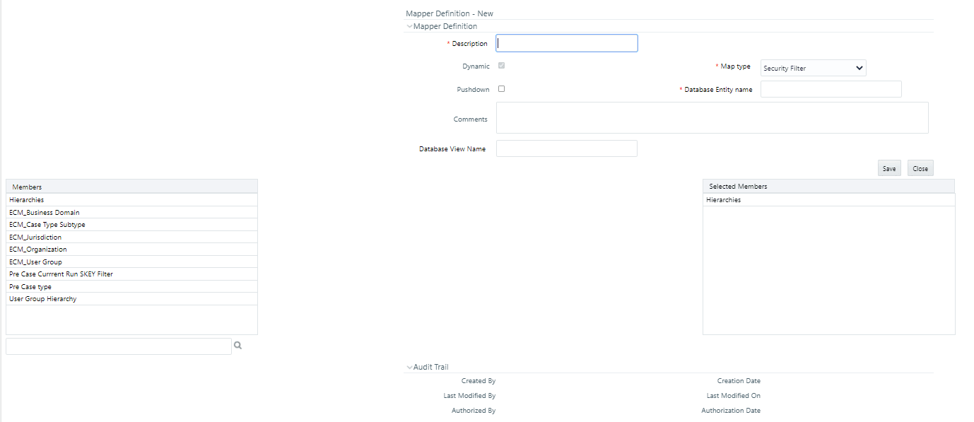 The image shows the User Group Security Mapper window.
