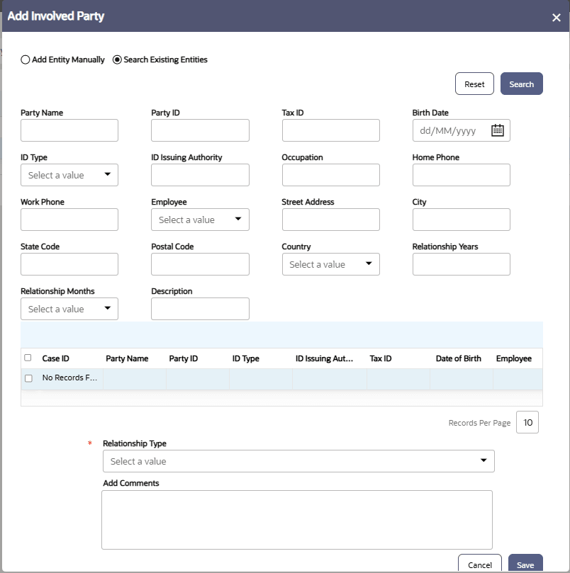 Add Entity Manually