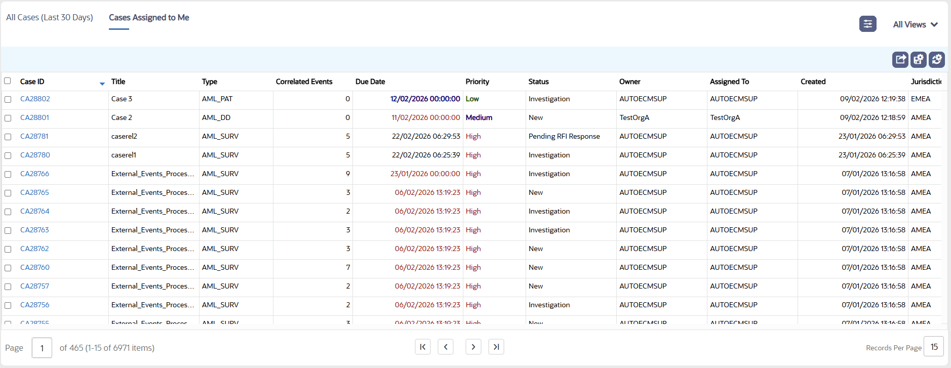 Case Search and Case List