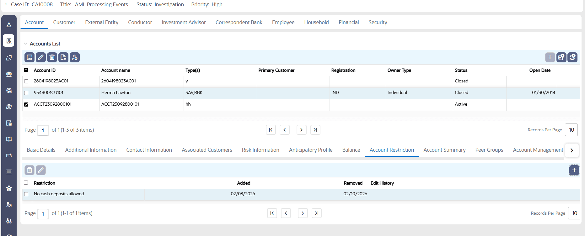 Managing Account Restriction